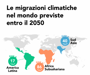 Le migrazioni climatiche nel mondo previste entro il 2050.